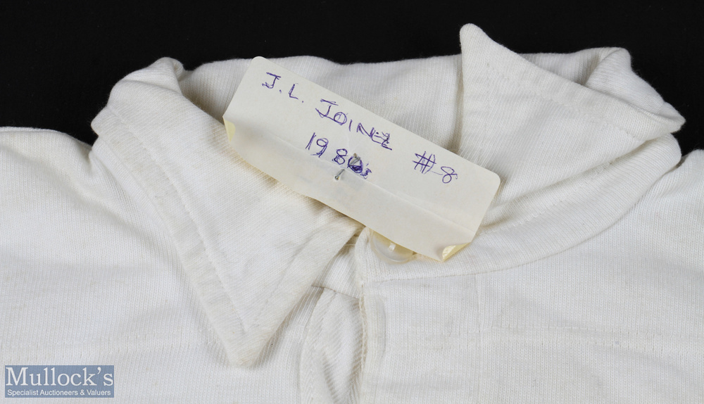 1980s Matchworn France Rugby Jersey: J-L Joinel's no. 8 jersey, white with blue FFR & cockerel - Image 3 of 4