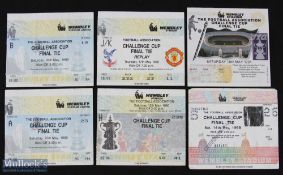 Tickets: 1988, 1989, 1990 + replay, 1991 FAC final match tickets; good. (5)