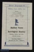1948/49 Halifax Town v Accrington Stanley Div. 3 (N) programme 2 October 1948; fair. (1)