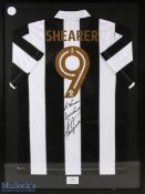 Newcastle c.2000s Alan Shearer No 9 Signed football shirt dedicated to Nigel, in gold colour with