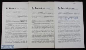 3x Early Charlton Athletic Football Contracts featuring Thomas Anthony Sanders 1958, John Joseph