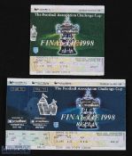 Tickets: 1998, 1998 replay (match not played) FAC final match tickets; good. (2)