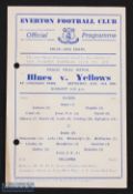 1948/49 Everton public trial match programme Blues v Yellows 14 August 1948, single sheet; neat