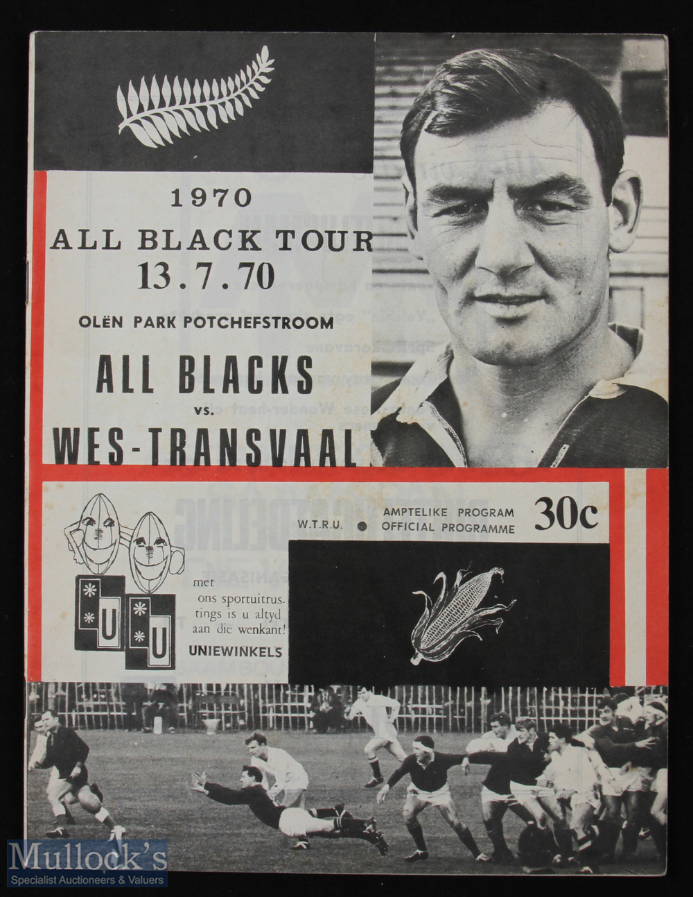 1970 Western Transvaal v NZ Rugby Programme: Lovely full official issue for the game at
