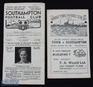1949/50 Grimsby Town v Southampton Div. 2 programme + return match at Southampton 20 August 1949;