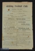 Pre-war 1919/1920 Woking v Nunhead 1st November 1919 Isthmian League programme; fair at best. (1)