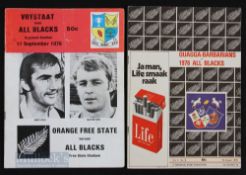 1976 All Blacks in SA Rugby Programmes (2): The Quagga-Barbarians and the Orange Free State games