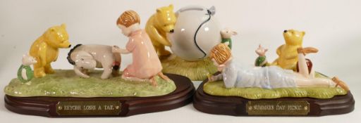 2 Royal Doulton Winnie the Pooh Limited Edition Tableaus Eeyore Loses a Tail & Summer's Day