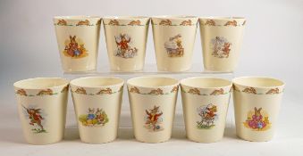 Royal Doulton Bunnykins Stratford beakers, each height 9.5cm. (9)