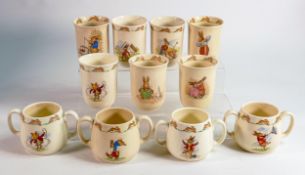 Royal Doulton Bunnykins Barbara Vernon signed beakers x 7 and 4 unsigned mugs.