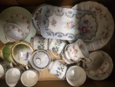 A mixed collection of floral Paragon tea ware together with hand decorated plaques & similar items