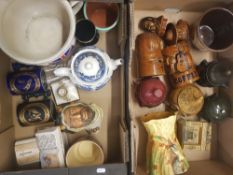 A mixed collection of items to include Burleigh embossed jug, novelty condiment pots, union jack