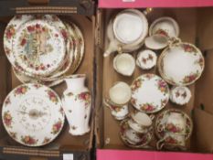 A collection of Royal Albert Old Country Rose Patterned Tea & dinnerware including tea set, dinner