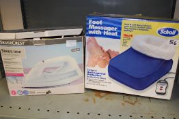 Scholl foot massager together with a Silver crest steam iron
