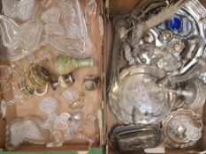 Mixed collection of Metal ware and glass ware items to include white metal pheasants, silver