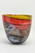 ANTHONY STERN (1944-2022) A SEASCAPE GLASS VASE, INCISED SIGNATURE TO THE BASE, multi coloured swirl