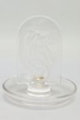 LALIQUE, 'NIAIDE'' A CLEAR GLASS PINTRAY, depicting a mermaid figure, relief moulded on the obverse,