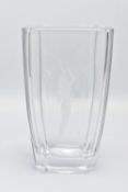 SVEN PALMQUIST (1906-1984) FOR ORREFORS, A TAPERING OCTAGONAL VASE, etched with a nude female figure
