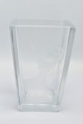 SIMON GATE (1883-1945) FOR ORREFORS, A TAPERING SQUARE FORM VASE, etched to one side with an