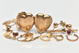 ASSORTED JEWELLERY, to include a pair of openwork fan drop earrings, fish hook fittings,