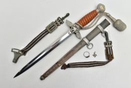 A GERMAN 3RD REICH LUFTWAFFE OFFICRS DRESS DAGGER, complete with scabbard 'Portapee & Hangers',