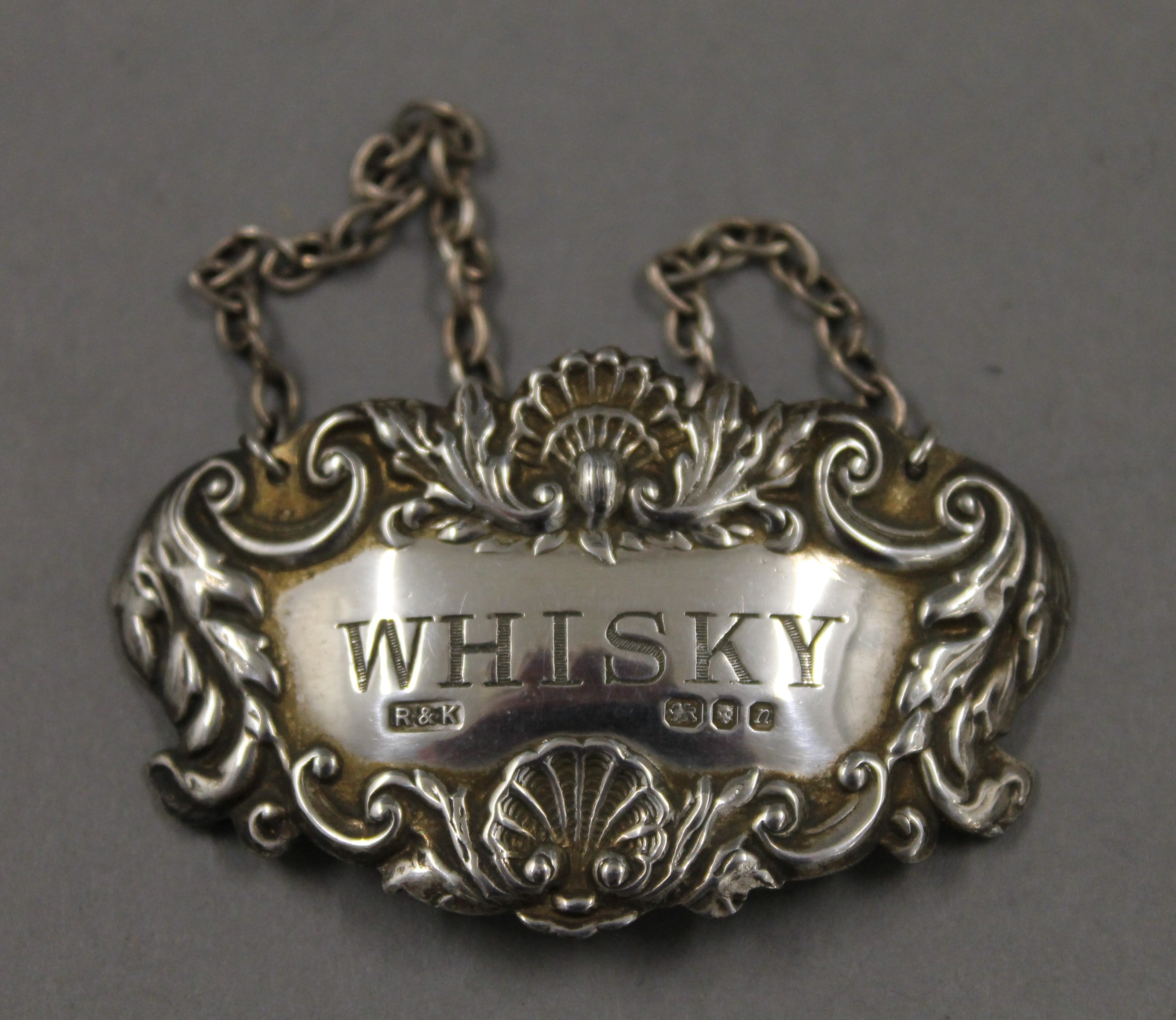 A repousse silver napkin ring hallmarked Birmingham 1891, silver Whisky and Sherry decanter labels, - Image 3 of 13