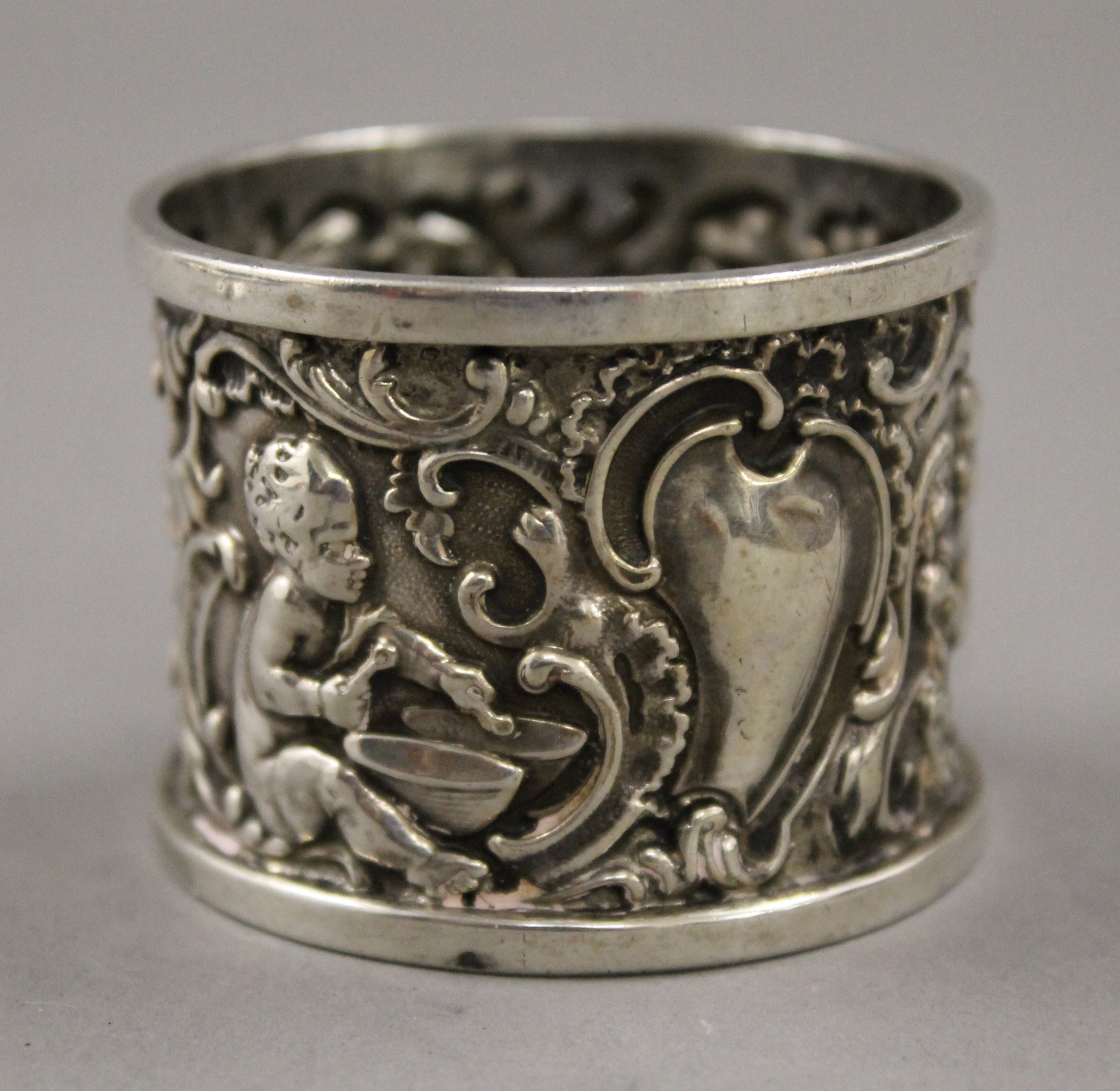 A repousse silver napkin ring hallmarked Birmingham 1891, silver Whisky and Sherry decanter labels, - Image 8 of 13