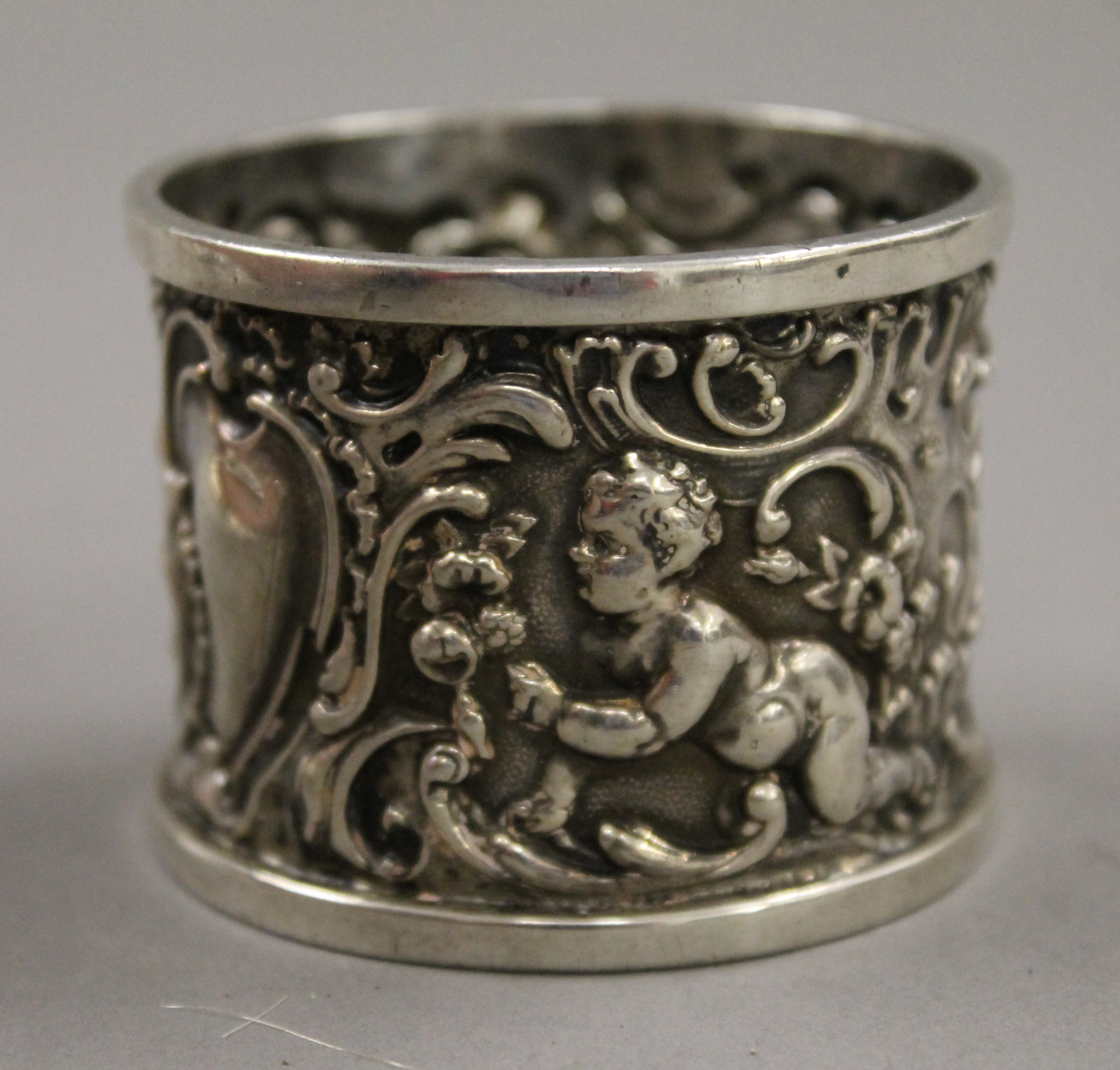 A repousse silver napkin ring hallmarked Birmingham 1891, silver Whisky and Sherry decanter labels, - Image 9 of 13