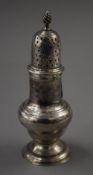 A Georgian silver sugar castor. 12.5 cm high. 77.4 grammes.