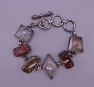 A 925 silver specimen stone bracelet. 21 cm long.