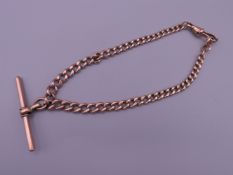 A 9 ct gold watch chain. 22 cm long. 16.3 grammes.