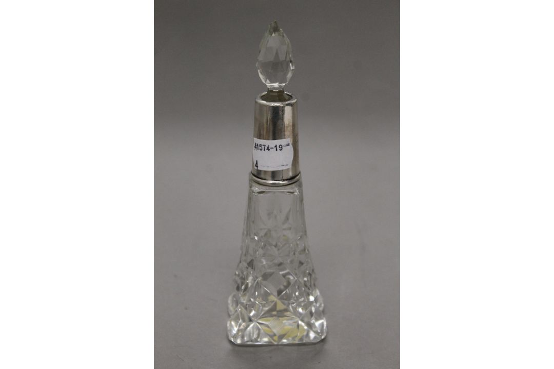 Two cut glass silver mounted scent bottles. The largest 23.5 cm high. - Image 7 of 11