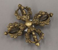 A double bronze vajra. 14.5 cm long.