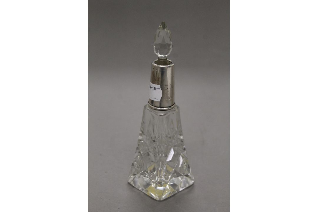Two cut glass silver mounted scent bottles. The largest 23.5 cm high. - Image 8 of 11