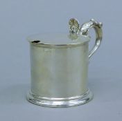 A Victorian silver drum mustard with original liner, hallmarked for London 1847,