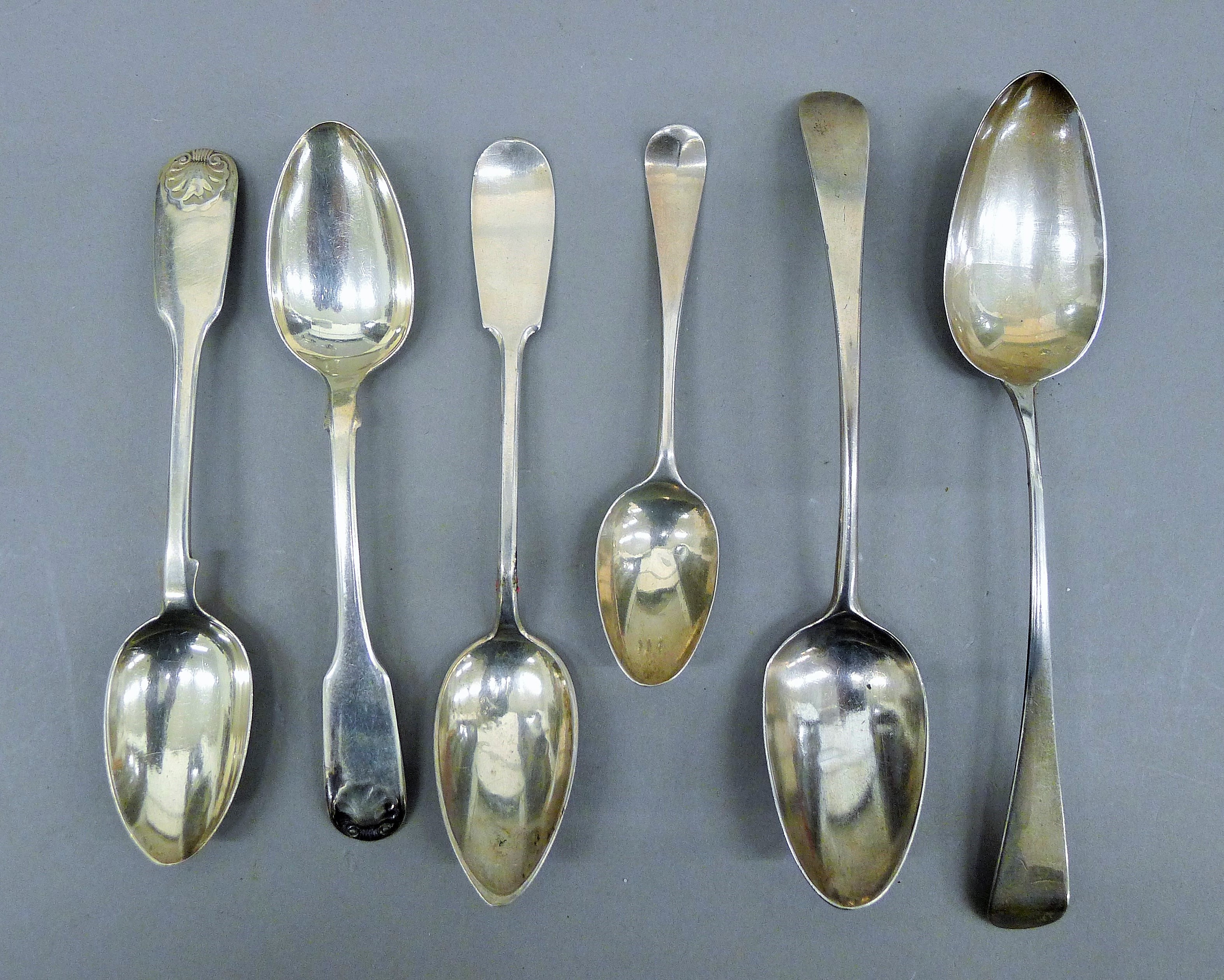 Three silver topped bottles, and various silver and plated spoons, etc. - Image 4 of 11