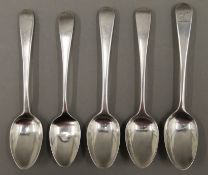 Five Old English Pattern teaspoons by London makers William Eley and William Fearn (1806-1812). 83.