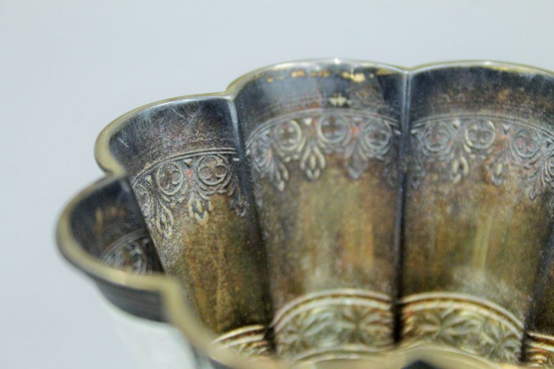 An A. Michelsen Copenhagen sterling silver white enamel decorated lobed vase. 8.5 cm high. 184. - Image 3 of 4