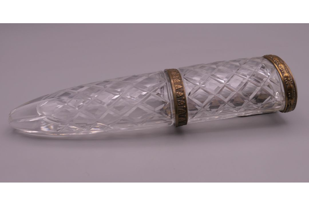 A 1920s/30s cut glass car posy holder. 15 cm high. - Image 5 of 7