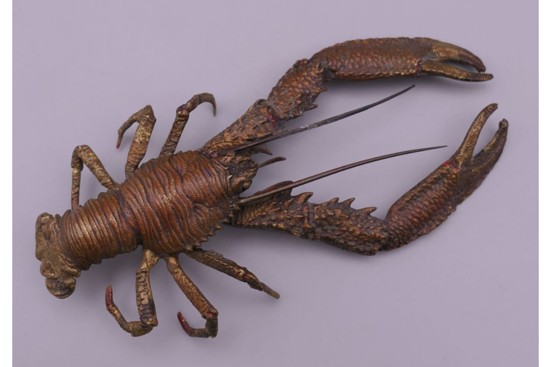FRANZ BERGMAN (1861-1936) Austrian, a cold painted bronze model of a crayfish, stamped. 12. - Image 4 of 13