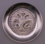 A Russian 830 silver dish. 10.5 cm diameter. 28.1 grammes.