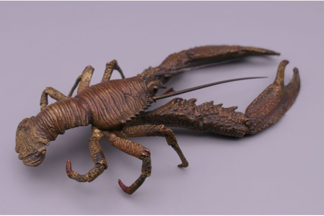 FRANZ BERGMAN (1861-1936) Austrian, a cold painted bronze model of a crayfish, stamped. 12. - Image 3 of 13