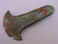 An antiquity bronze axe head. 9 cm long.