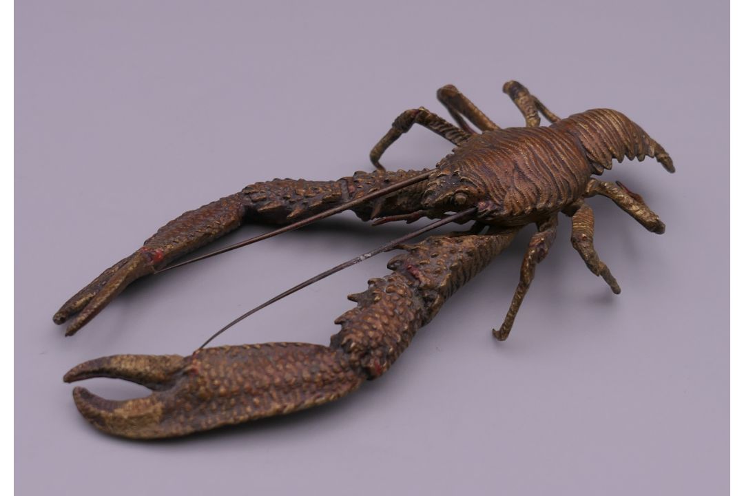 FRANZ BERGMAN (1861-1936) Austrian, a cold painted bronze model of a crayfish, stamped. 12. - Image 2 of 13