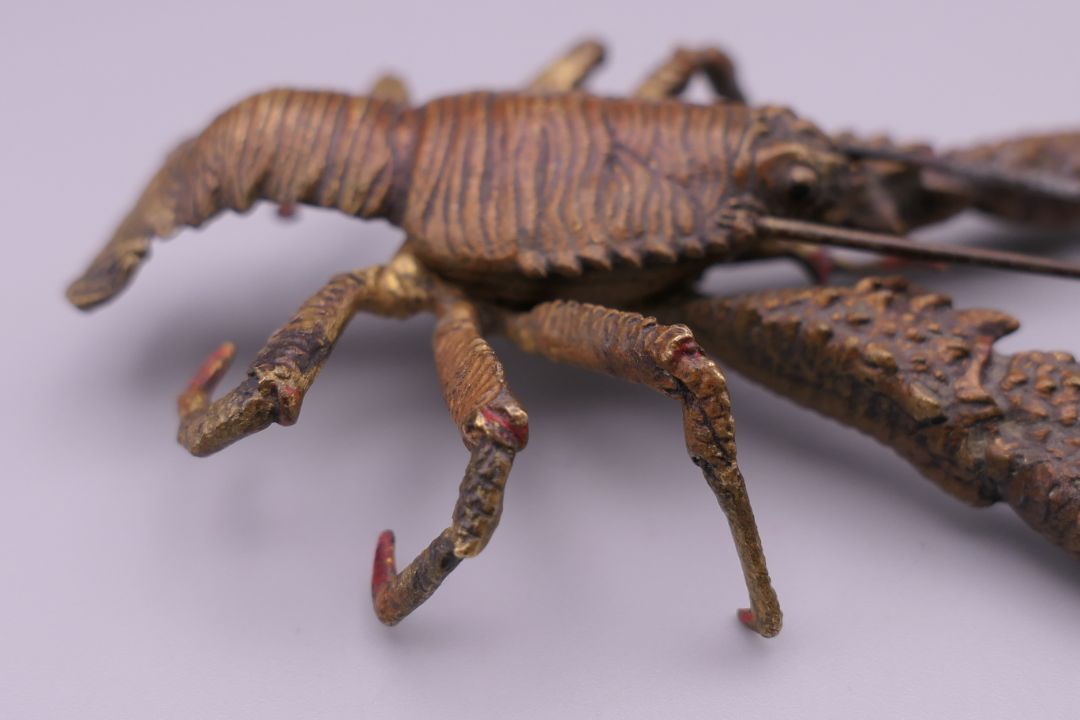 FRANZ BERGMAN (1861-1936) Austrian, a cold painted bronze model of a crayfish, stamped. 12. - Image 5 of 13