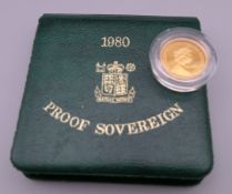 A 1980 proof sovereign and sovereign book.