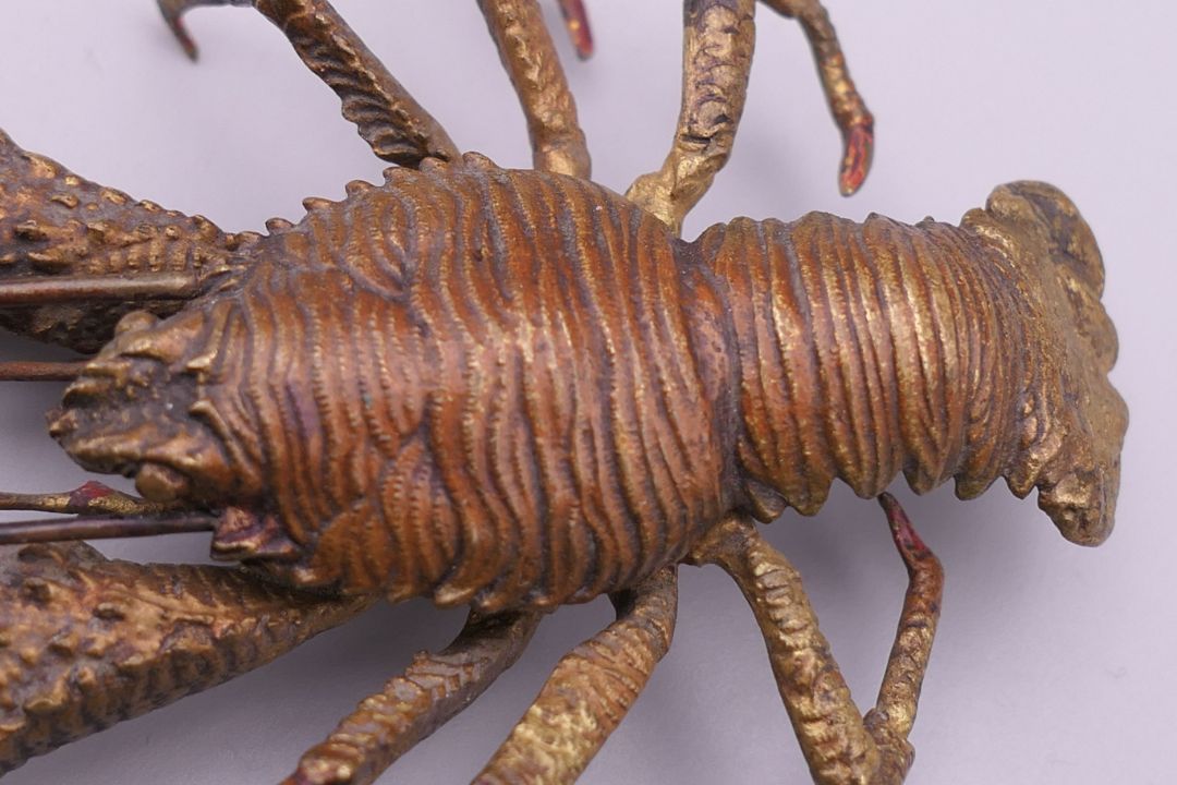 FRANZ BERGMAN (1861-1936) Austrian, a cold painted bronze model of a crayfish, stamped. 12. - Image 13 of 13