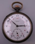 A Zenith Chronometer pocket watch in gun metal, with 24 hour dial. 5 cm diameter.