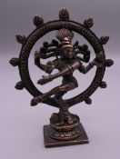 A small bronze travelling shrine of Shiva Nataraja. 9.5 cm high.