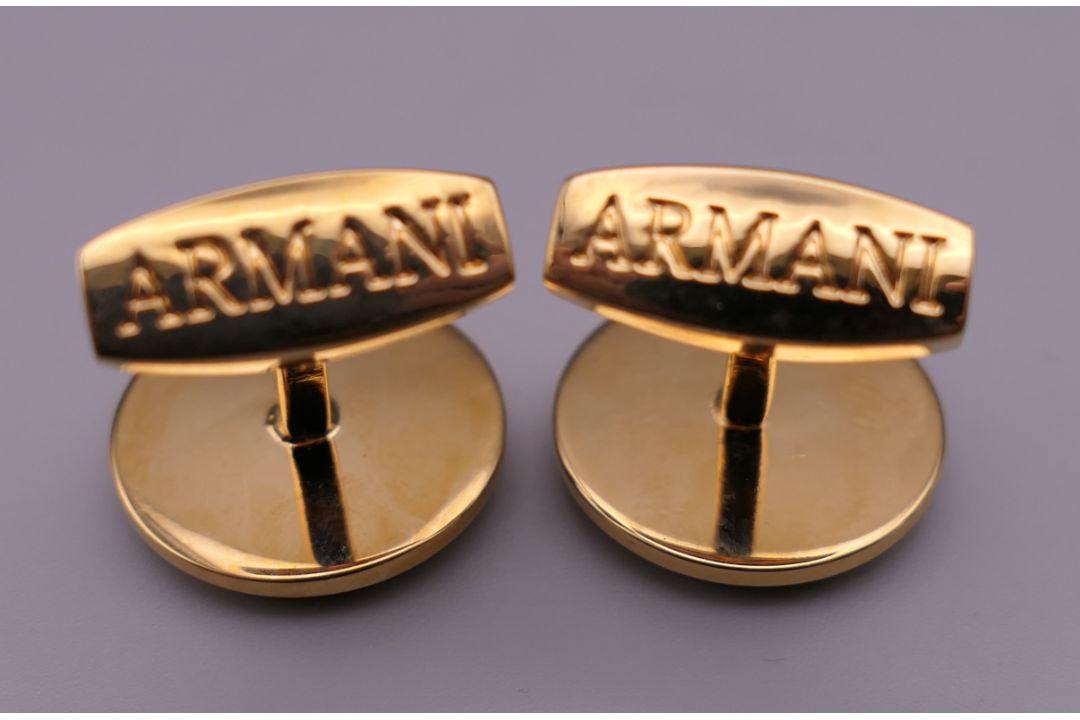 A pair of Emporio Armani cufflinks, boxed. 2 cm diameter. - Image 4 of 5